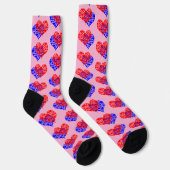 Chaussette Deux cœurs bleu et rouge (Droite)