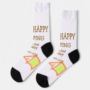 Chaussette Deux enfants de camp heureux 2e anniversaire arbre