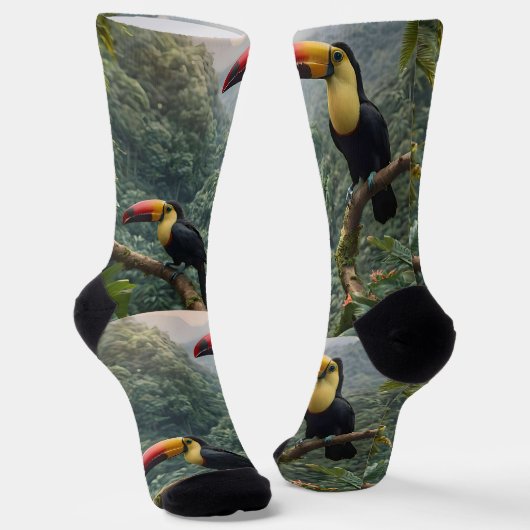 Chaussette Deux Oiseaux Toucans Tropicaux, (Angulaire)