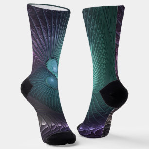 Chaussette Deux spirales colorées art fractal abstrait modern