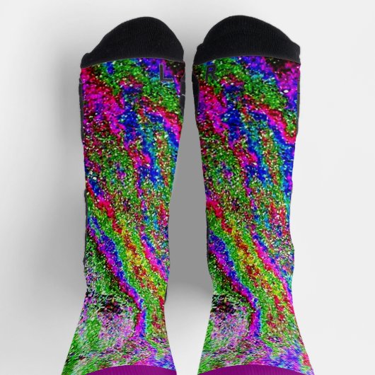 Chaussette Déversement d'huile Lime pourpre- Design vert- ros (Haut)