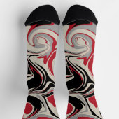 Chaussette Déversement - Rouge, gris, noir et blanc os (Haut)