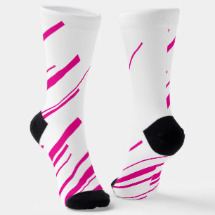 Chaussette Diagonales en Magenta et Blanc