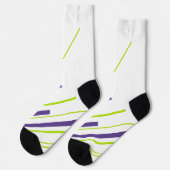 Chaussette Diagonales en vert citron vert et violet (Gauche)