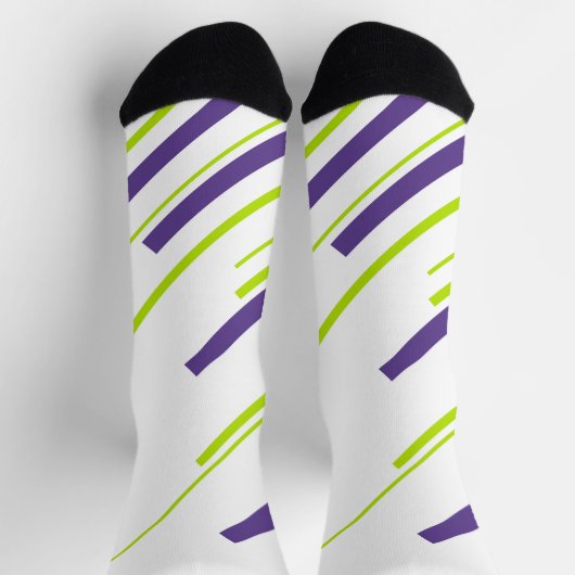 Chaussette Diagonales en vert citron vert et violet (Haut)