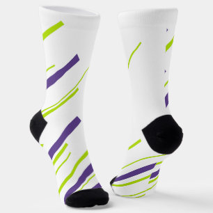Chaussette Diagonales en vert citron vert et violet
