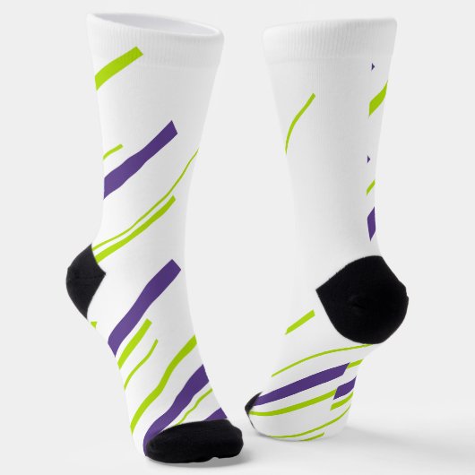Chaussette Diagonales en vert citron vert et violet (Angulaire)