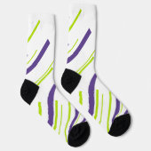 Chaussette Diagonales en vert citron vert et violet (Droite)