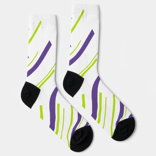 Chaussette Diagonales en vert citron vert et violet (Droite)