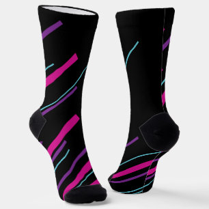Chaussette Diagonales - rose, violet, bleu et noir