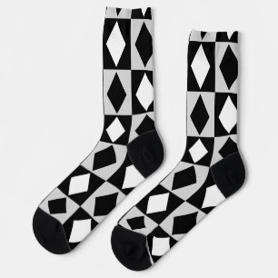 Chaussette Diamant Rhombus blanc noir