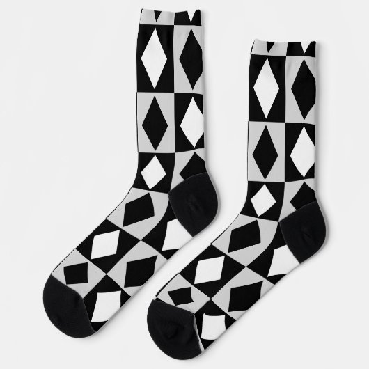 Chaussette Diamant Rhombus blanc noir (Gauche)