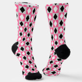 Chaussette Diamant Rhombus rose noir blanc (Angulaire)