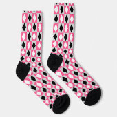 Chaussette Diamant Rhombus rose noir blanc (Droite)