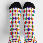 Chaussette Diamants Harlequin Colorés Design Blanc (Haut)