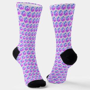 Chaussette Diamants/Mosaïque fractale dans des tons bleus et