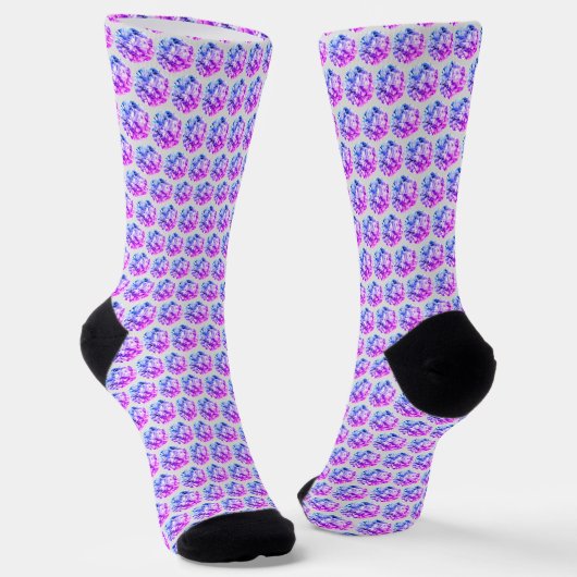 Chaussette Diamants/Mosaïque fractale dans des tons bleus et (Angulaire)