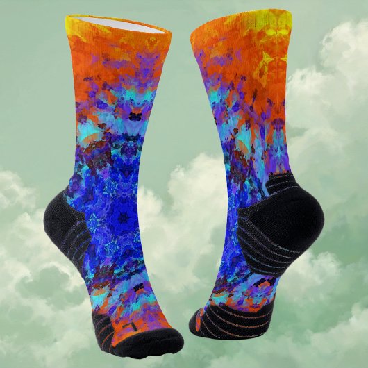 Chaussette Digital Mandala bleu orange et jaune