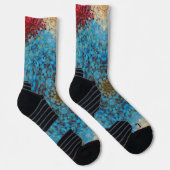 Chaussette Digital Mandala bleu rouge et jaune (Droite)