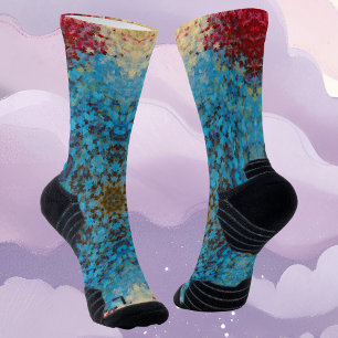 Chaussette Digital Mandala bleu rouge et jaune