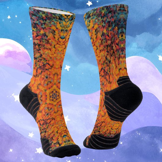 Chaussette Digital Mandala Orange bleu et jaune