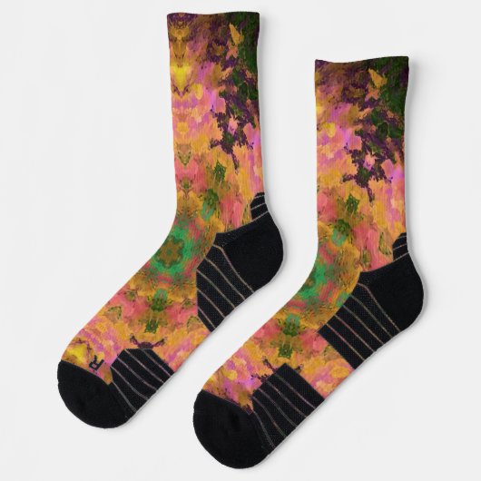 Chaussette Digital Mandala rose jaune et vert (Gauche)