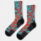 Chaussette Digital Mandala rouge et bleu (Gauche)
