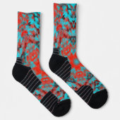 Chaussette Digital Mandala rouge et bleu (Droite)
