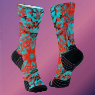 Chaussette Digital Mandala rouge et bleu