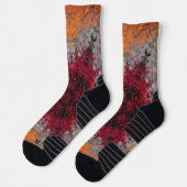 Chaussette Digital Mandala rouge orange et bleu (Gauche)