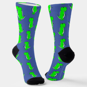 Chaussette Dino Bleu Blanc Mignon Vert