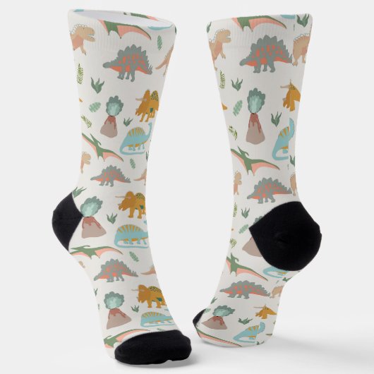 Chaussette Dinosaurs Kids Hand Drawn Boho Dinosaur Pattern (Angulaire)