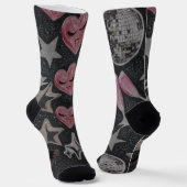 Chaussette Disco Hearts Socks – Cute Glam Gift for Her (Angulaire)