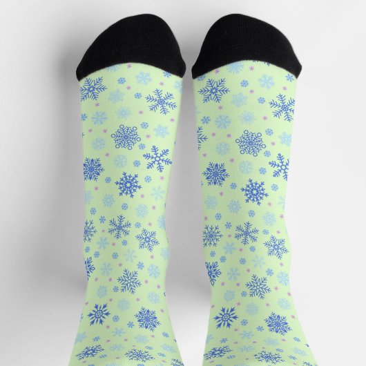 Chaussette Diverses formes Flocon de neige vert Pastel vert p (Haut)