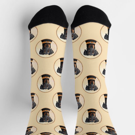 Chaussette Doberman Pinscher Peinture Dobie Art Chien Non Déc (Haut)