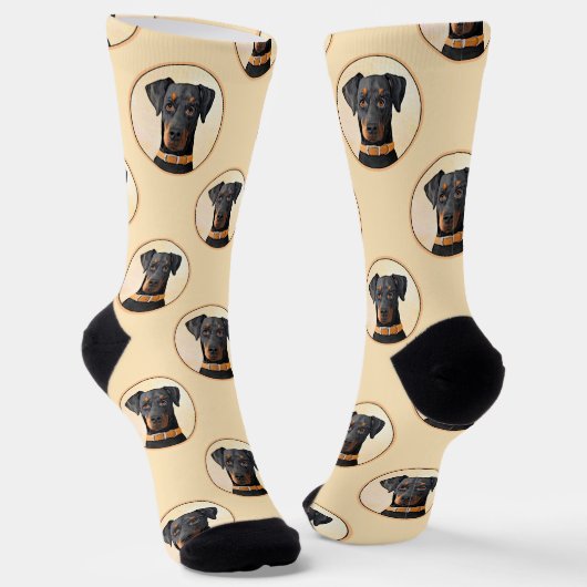 Chaussette Doberman Pinscher Peinture Dobie Art Chien Non Déc (Angulaire)