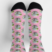 Chaussette Dog Lovers Personalized Photo Pattern Pink (Haut)