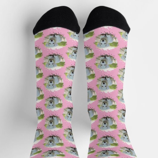 Chaussette Dog Lovers Personalized Photo Pattern Pink (Haut)