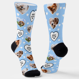 Chaussette DOG MOM Custom 4 Animal Chien Coeur Photo Light Bl