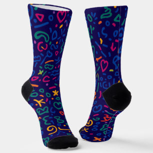 Chaussette Doodle amusant coloré formes vibrantes