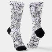 Chaussette Doodle botanique de serpent et de fleurs (Angulaire)