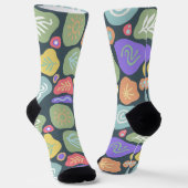 Chaussette Doodles de rêve - Boho Nature Vibrant Design Motif (Angulaire)
