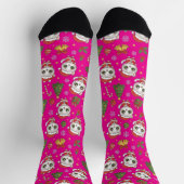 Chaussette dorable Kitten And Christmas Icons Pattern Holiday (Haut)