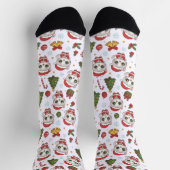Chaussette dorable Kitten And Christmas Icons Pattern Holiday (Haut)