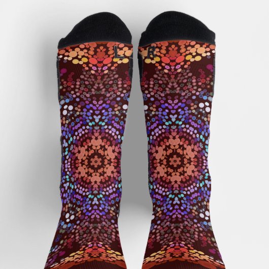 Chaussette Dot Mandala Bleu orange et violet (Haut)
