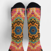 Chaussette Dot Mandala bleu rose noir et jaune (Haut)