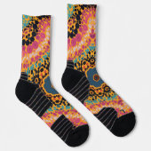 Chaussette Dot Mandala bleu rose noir et jaune (Droite)