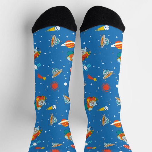 Chaussette Dr Seuss | Chat dans le Motif spatial Casquette (Haut)