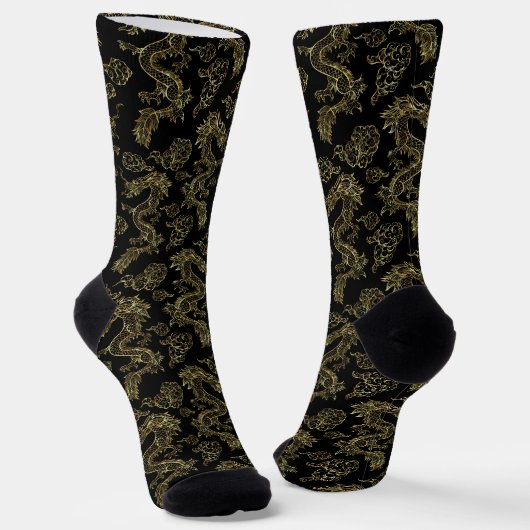 Chaussette Dragon Chinois Or et Rouge (Angulaire)