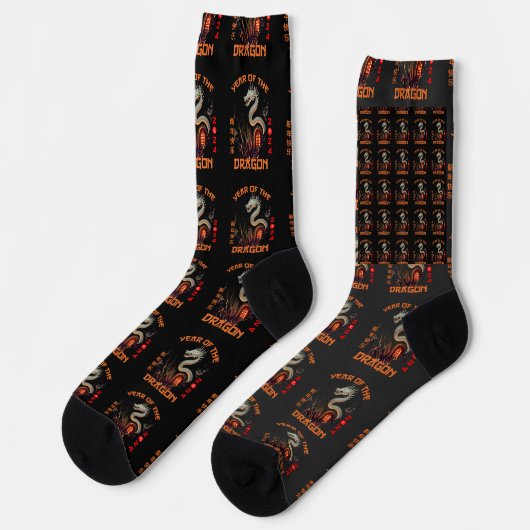 Chaussette Dragon chinois Zodiac 2024 (Gauche)